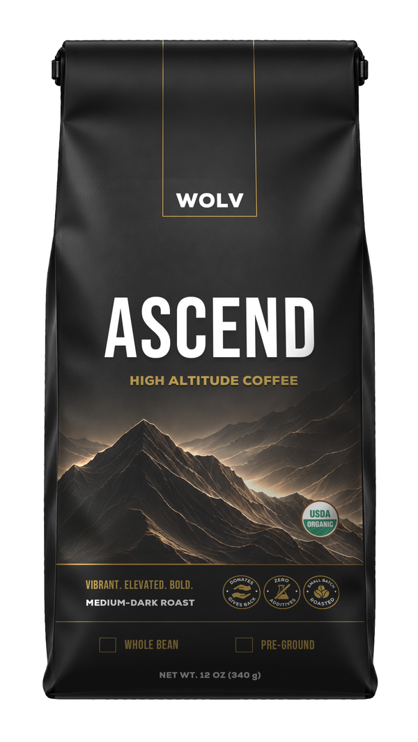 Ascend organic coffee, 12 oz bag, front