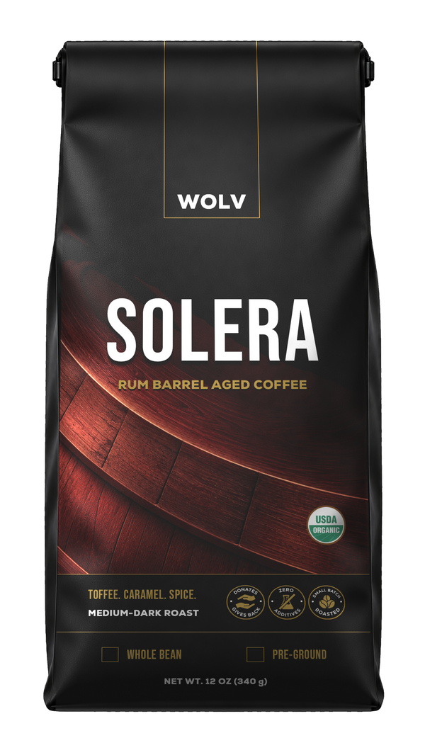Solera organic coffee, 12 oz bag, front