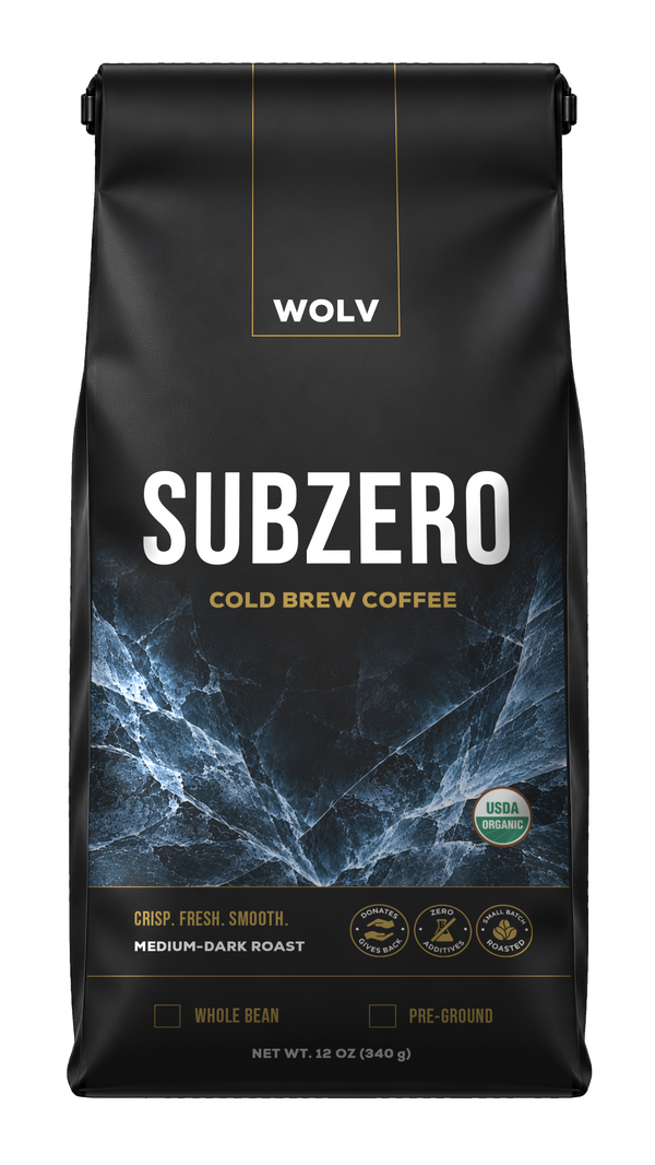 Subzero organic coffee, 12 oz bag, front