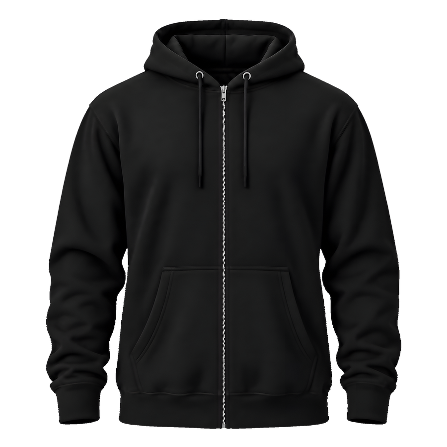 Zip Hoodie · Black · Front