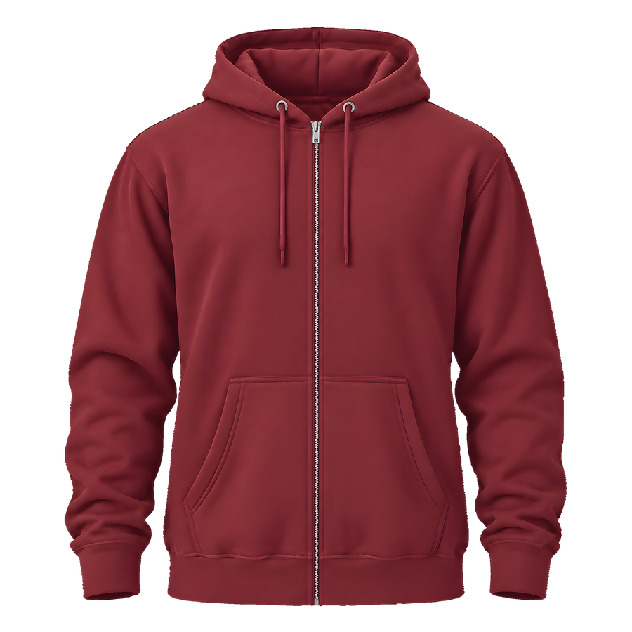 Zip Hoodie · Burgundy · Front