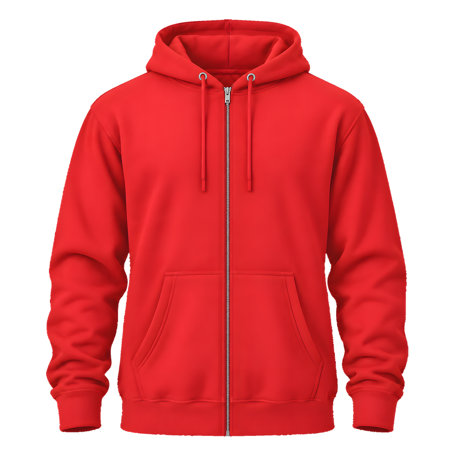 Zip Hoodie · Red · Front