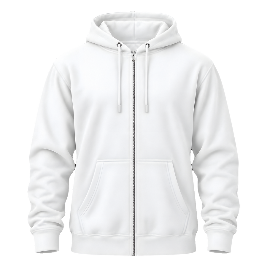 Zip Hoodie · White · Front
